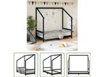 The Living Store Letto Per Bambini Nero 80X160 Cm In Legno Di Pino Massiccio
