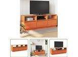 The Living Store Mobile Tv Marrone Cera 140X37X50 Cm In Legno Di Pino Massiccio