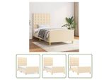 The Living Store Struttura Letto Con Testiera Crema 80X200 Cm In Tessuto
