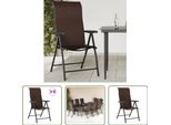 The Living Store Sedie Da Giardino 8 Pz. Pieghevoli In Poly Rattan Marrone