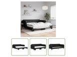 The Living Store Lettino Allungabile Con Materassi Nero 100X200 Cm In Tessuto