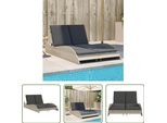 The Living Store Lettino Con Cuscini Grigio Chiaro 114X205X73 Cm Poly Rattan