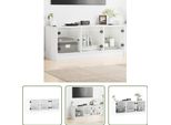 The Living Store Mobile Tv Con Ante In Vetro Bianco 102X37X42 Cm