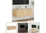 The Living Store Parete Tv Con Luci Led Rovere Sonoma 80X35X31 Cm