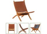 The Living Store Sedia Relax Pieghevole In Vera Pelle Marrone