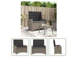 The Living Store Panca Da Giardino Regolabile Con Cuscini In Poly Rattan Grigio