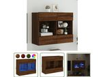 The Living Store Parete Tv Con Luci Led Effetto Rovere Marrone