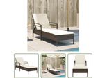 The Living Store Lettino Con Cuscino Marrone 63X200X81 Cm Poly Rattan