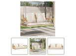 The Living Store Panca Sospesa Con Cuscini Beige 109X62X40 Cm Poly Rattan