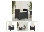 The Living Store Poltrona Da Giardino Regolabile Con Cuscino In Poly Rattan Nero