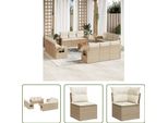 The Living Store Set Di Divani Da Giardino 13 Pezzi Con Cuscini Beige Poly Rattan