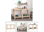 The Living Store Banco Da Lavoro 140X50X80 Cm In Legno Di Pino Massiccio