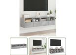The Living Store Pensili Tv 2 Pz. Grigio Cemento 60X30X30 Cm Materiale A Base Di Legno