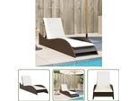 The Living Store Lettino Con Cuscino Marrone 60X205X73 Cm Poly Rattan