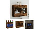 The Living Store Parete Tv Con Luci Led Rovere Fumé 78,5X30X60,5 Cm
