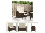 The Living Store Panca Da Giardino Regolabile Con Cuscini In Poly Rattan Marrone