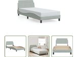 The Living Store Struttura Letto Con Testiera In Velluto Grigio Chiaro 90X190 Cm
