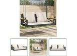 The Living Store Panca Sospesa Con Cuscini Nero 109X62X40 Cm Poly Rattan