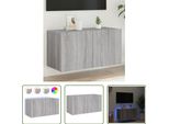 The Living Store Parete Tv Con Luci Led Grigio Sonoma 80X35X41 Cm