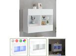 The Living Store Pensile Tv Con Luci Led Bianco 78,5X30X60,5 Cm