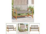 The Living Store Panca Da Giardino Grigia 112 Cm In Poly Rattan E Legno D'acacia