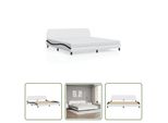 The Living Store Struttura Letto Con Testiera Bianca E Nera 200X200 Cm In Ecopelle