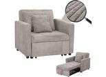 HWC-L90 Poltrona Letto, Poltrona Pieghevole Letto Per Ospiti Reclinabile, Superficie Reclinabile 200X100Cm Tessuto/Corda Tessile ~ Grigio Chiaro