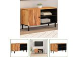 The Living Store Mobile Tv 80X33X46 Cm In Legno Massiccio Di Acacia