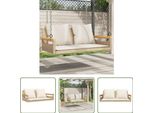 The Living Store Panca Sospesa Con Cuscini Beige 109X62X40 Cm Poly Rattan