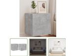 The Living Store Pensili Tv Con Luci Led 2 Pz. Grigio Cemento 40,5X35X40 Cm