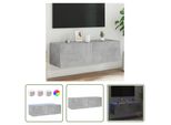 The Living Store Parete Tv Con Luci Led Grigio Cemento 100X35X31 Cm