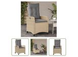 The Living Store Poltrona Da Giardino Con Cuscino Regolabile Beige Mix Poly Rattan
