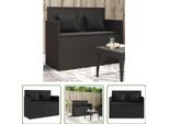 The Living Store Panca Da Giardino Con Cuscini In Poly Rattan Nero