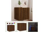 The Living Store Parete Tv Con Luci Led Effetto Rovere Marrone 40,5X35X40Cm