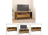 The Living Store Mobile Tv Flam 110X40X50 Cm In Legno Massiccio Di Pino