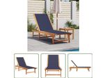 The Living Store Lettino Prendisole Blu In Legno Massiccio Di Acacia E Textilene