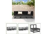 The Living Store Set Da Giardino 3 Pezzi In Legno Di Pino Massiccio Grigio