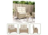 The Living Store Panca Da Giardino Regolabile Con Cuscino Beige Poly Rattan