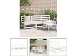 The Living Store Divani Da Giardino Senza Braccioli 3 Pz. Bianco 70X70X67 Cm In Legno Di Pino