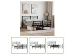 The Living Store Struttura Letto Con Testiera E Pediera In Metallo Nero 150X200 Cm
