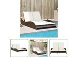 The Living Store Lettino Con Cuscini Marrone 114X205X73 Cm Poly Rattan