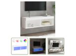 The Living Store Mobile Tv Con Luci Led Bianco 100X30X30 Cm