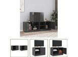 The Living Store Mobili Tv 2 Pz. Nero 67X39X44 Cm In Acciaio