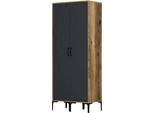Dmora Guardaroba 2 Ante Acate 47.5X201.4H Cm Nero Antracite, Appendiabiti 2 Ante