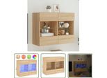The Living Store Parete Tv Con Luci Led Rovere Sonoma 78,5X30X60,5 Cm