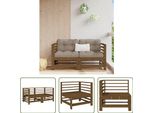 The Living Store Divani Angolari Da Giardino 2 Pz. Legno Di Pino Massiccio Marrone Miele