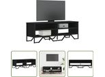 The Living Store Mobile Tv Nero 122X34X41 Cm Materiale Legno