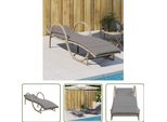 The Living Store Lettino Con Cuscino Beige 60X199X42 Cm Poly Rattan