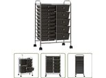 The Living Store Carrello A Cassetti Xxl Con 15 Cassetti In Plastica Nera