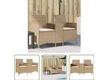 The Living Store Divano Da Giardino A 2 Posti Con Tavolo E Cuscini Beige Poly Rattan